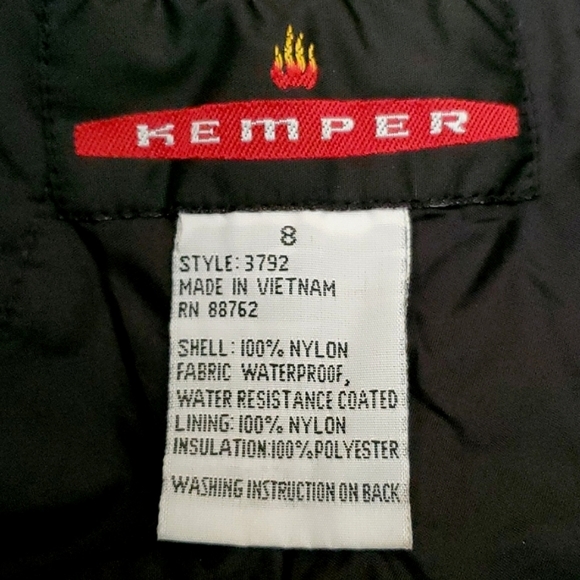 KEMPER Black Insulated Waterproof Snow Pants KIDS SIZE: 8 - Picture 9 of 9